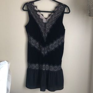 Chelsea28 Black Velvet and Lace Dress